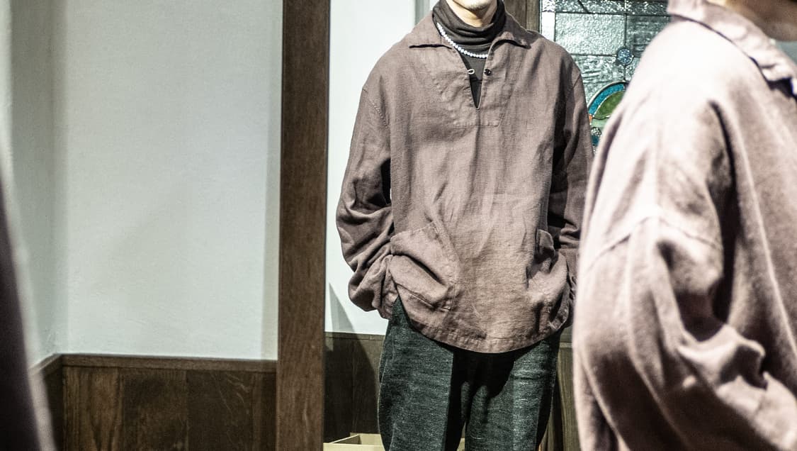 네스트로브컨팩트 기모 블랙리넨 피셔맨 스모크 셔츠 상품이미지1