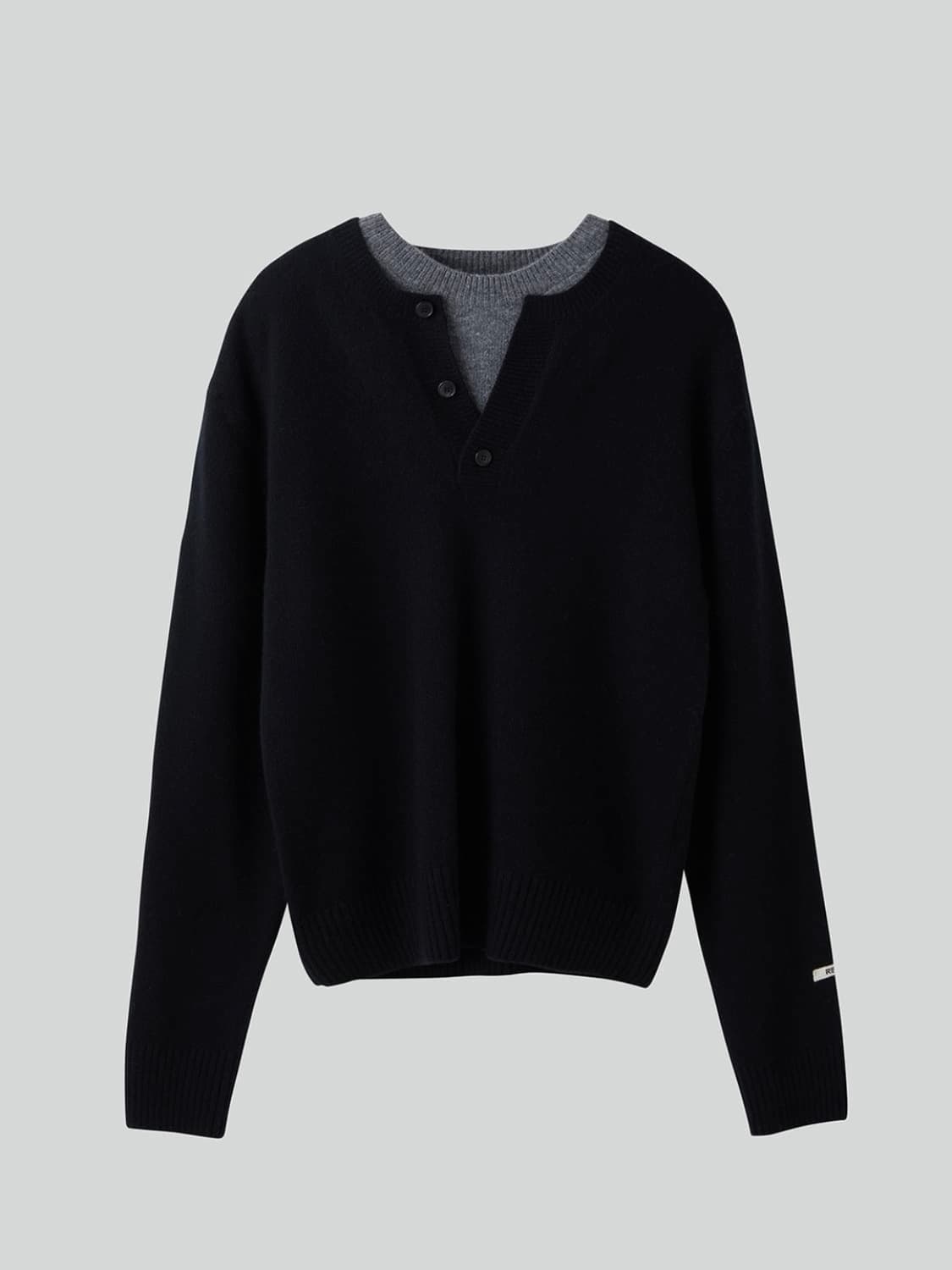 [S] 렉토 더블 레이어 레이어드 니트 블랙 상품이미지4