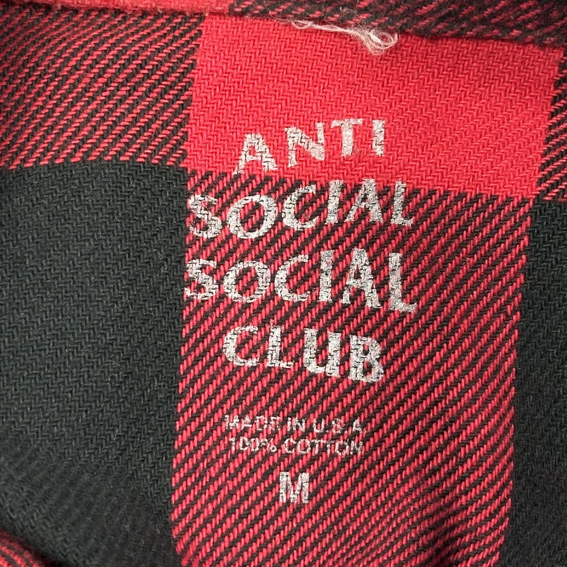 안티소셜소셜클럽 백로고 플란넬 셔츠 실측L 상품이미지5