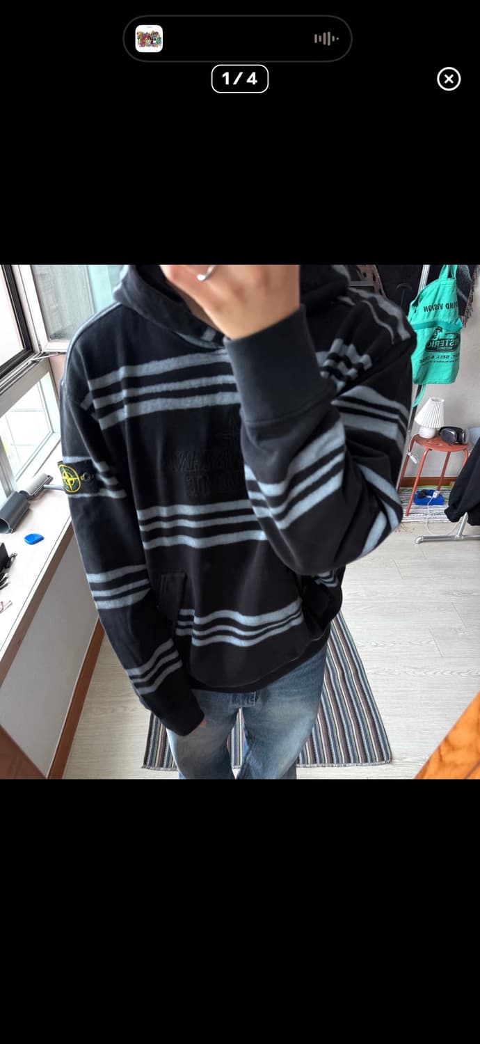 스톤아일랜드x슈프림 스트라이프 후드 상품이미지3