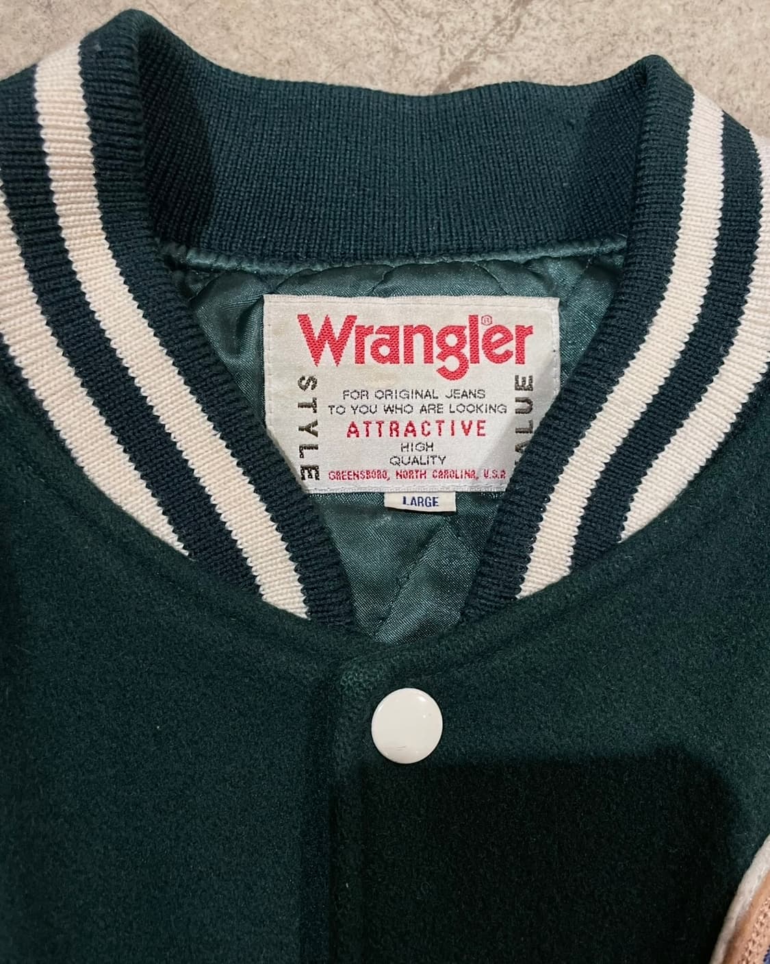 90‘s 랭글러 레더 바시티 재킷 (B5085) 상품이미지9