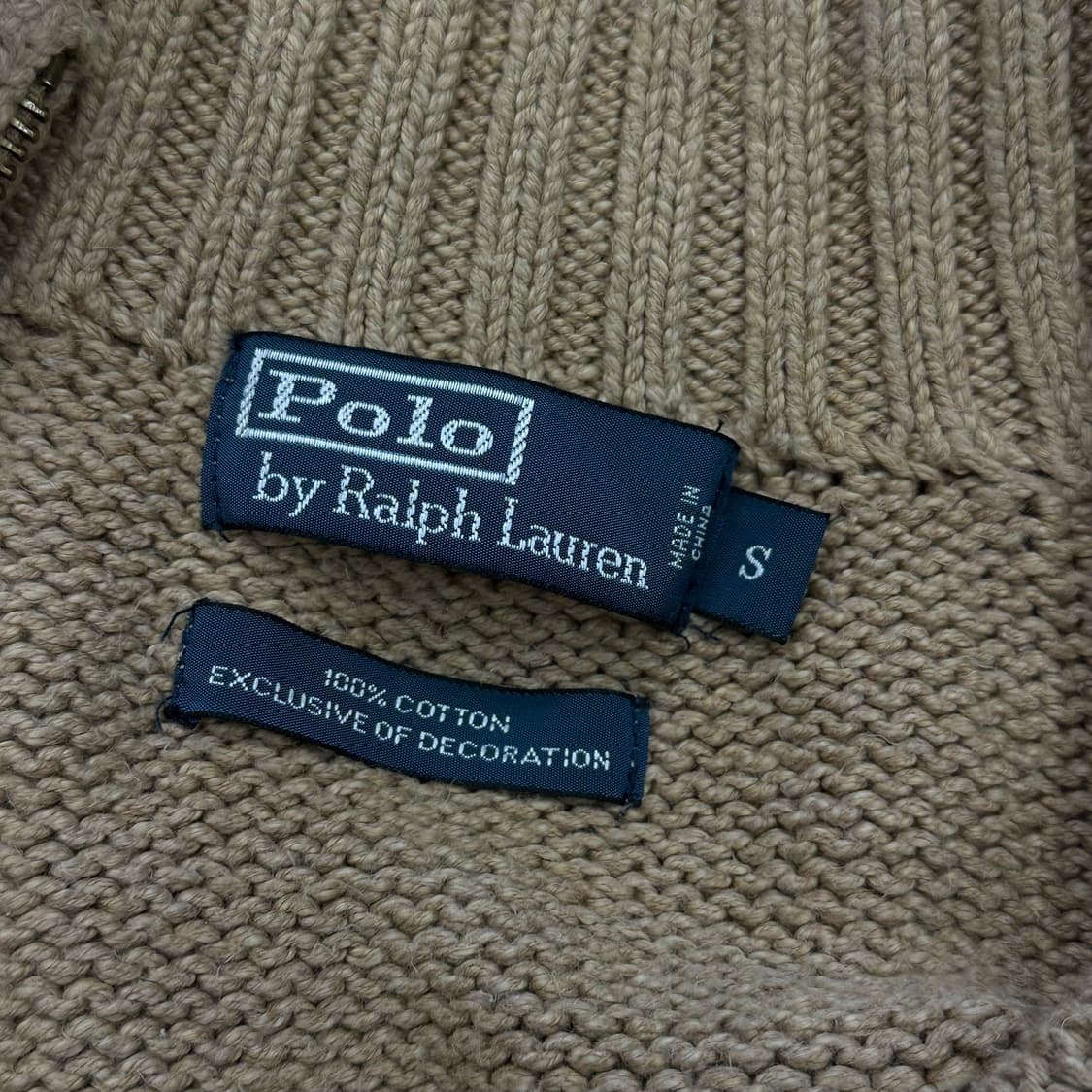 S 폴로랄프로렌 베이지 코튼 반집업 니트 상품이미지4