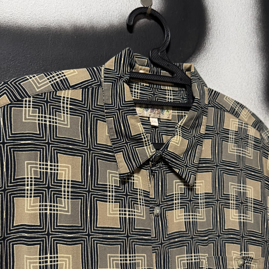 VTG 빈티지 빅사이즈 스퀘어 체크 풀 패턴 반팔 셔츠 상품이미지3