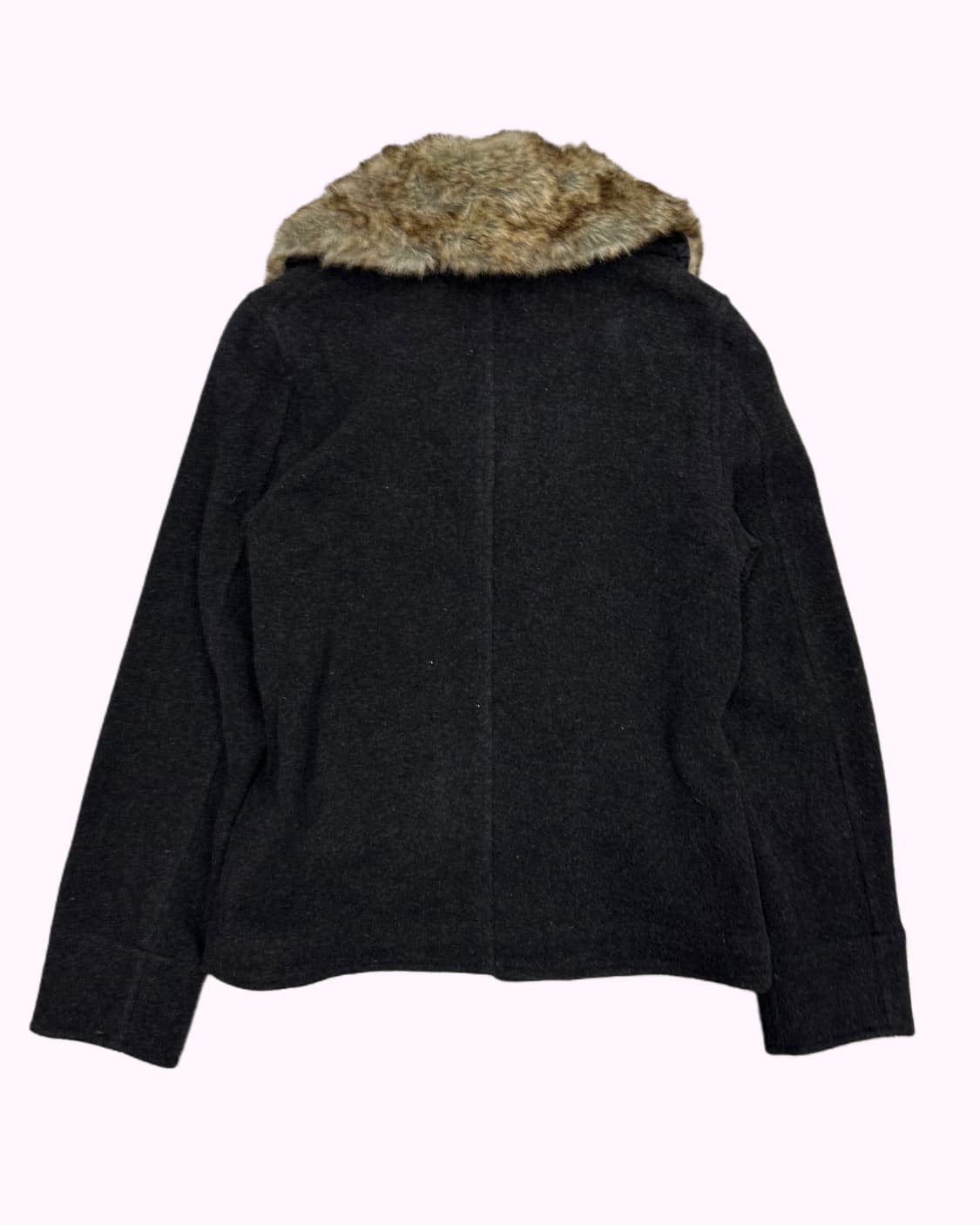 charcoal wool fur collar jacket 상품이미지4