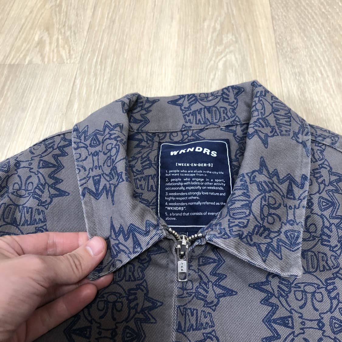 (L) 위캔더스 WKNDRS 스마일 패턴 드리즐러 자켓 그레이 상품이미지3