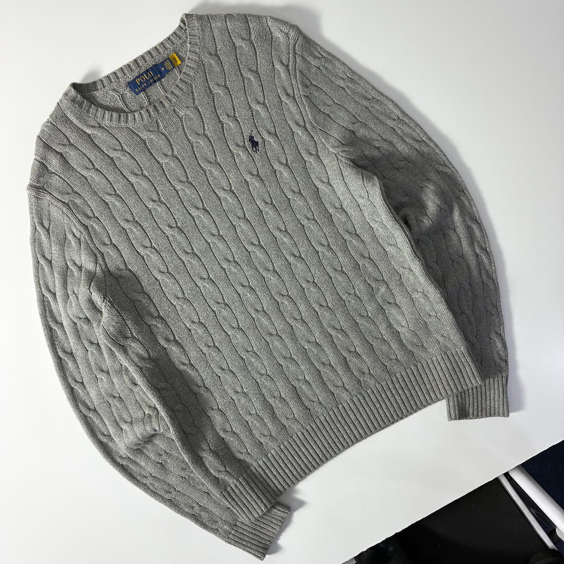 Polo  폴로 랄프로렌 자수 코튼 그레이 꽈배기 니트   상품이미지2