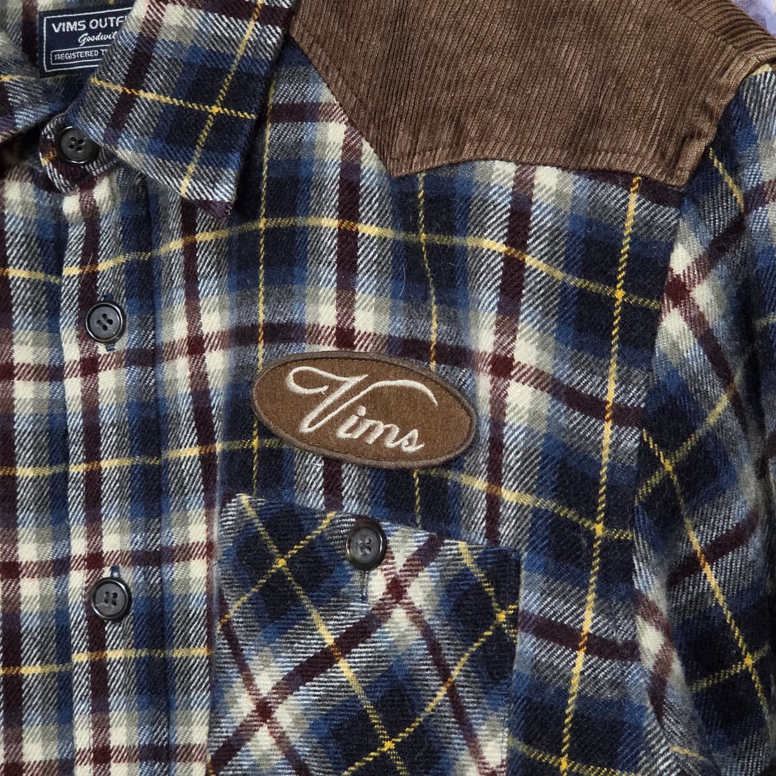 브라운 코듀로이 패치 체크 누빔 셔츠 상품이미지5