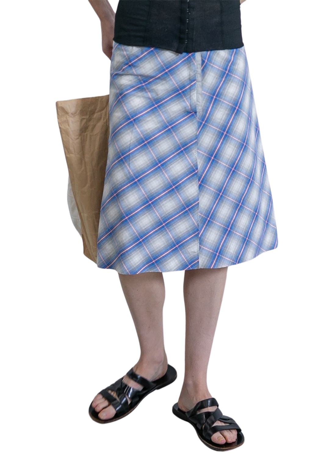 [F]퍼버즈 26ss 빈티지 체크 스커트/블루 상품이미지3