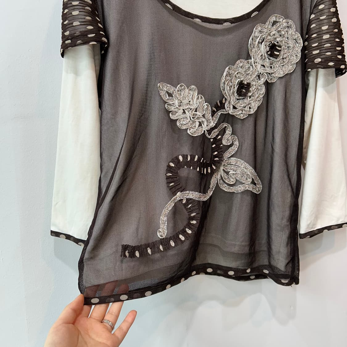 레이어드 플라워 도트 7부 탑 상품이미지4