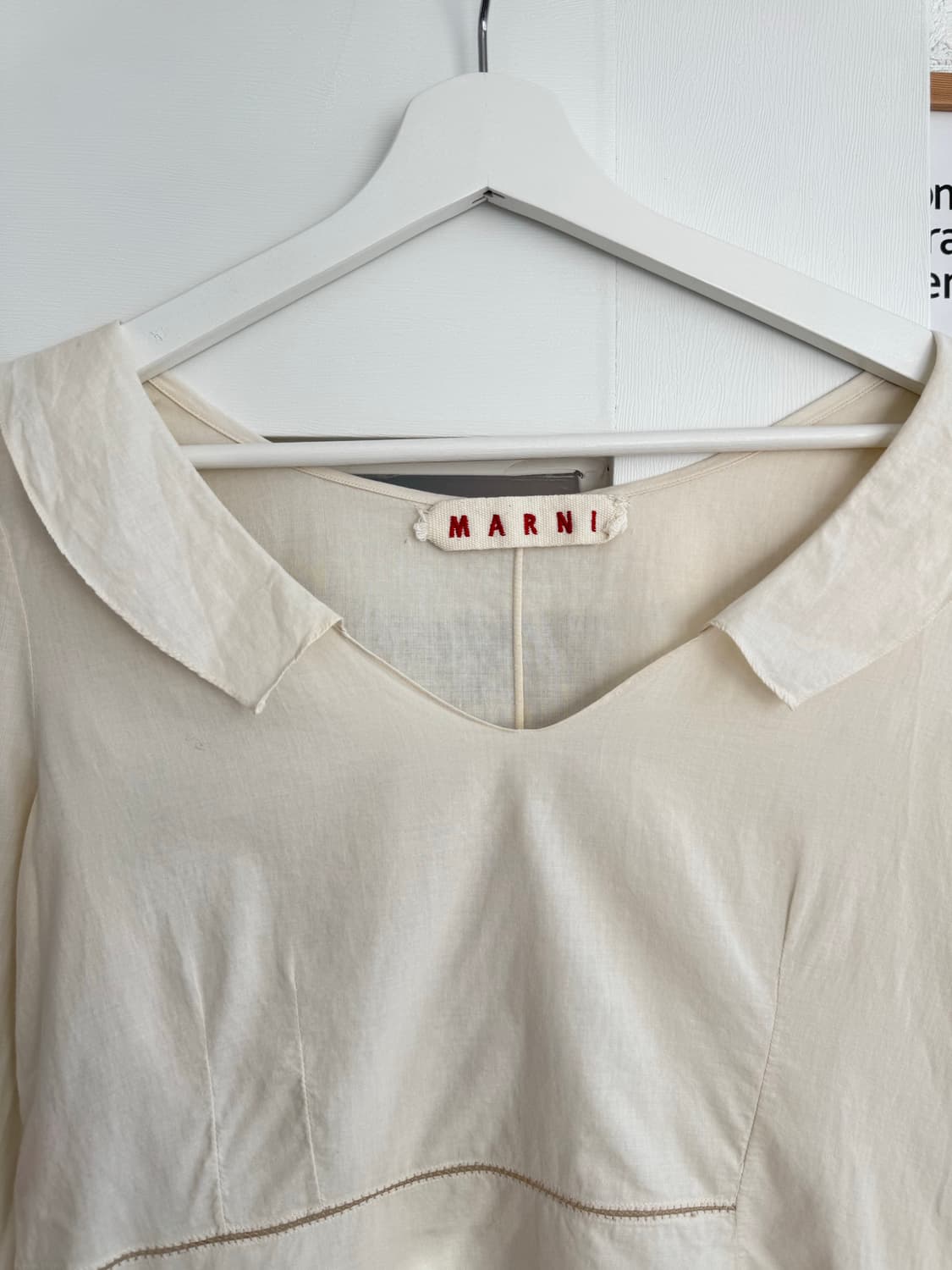 MARNI 마르니 코튼 블라우스 와이드 카라 55 사이즈 크림 정품 상품이미지2