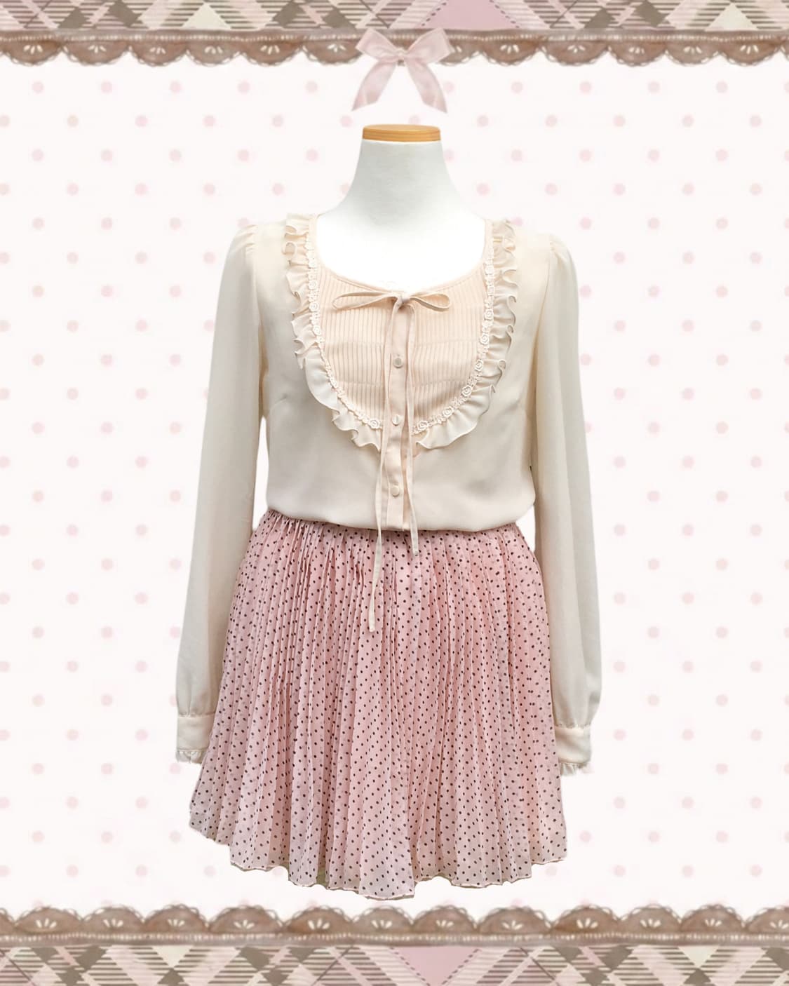 레스트로즈 로즈 리본 러플 블라우스 상품이미지2