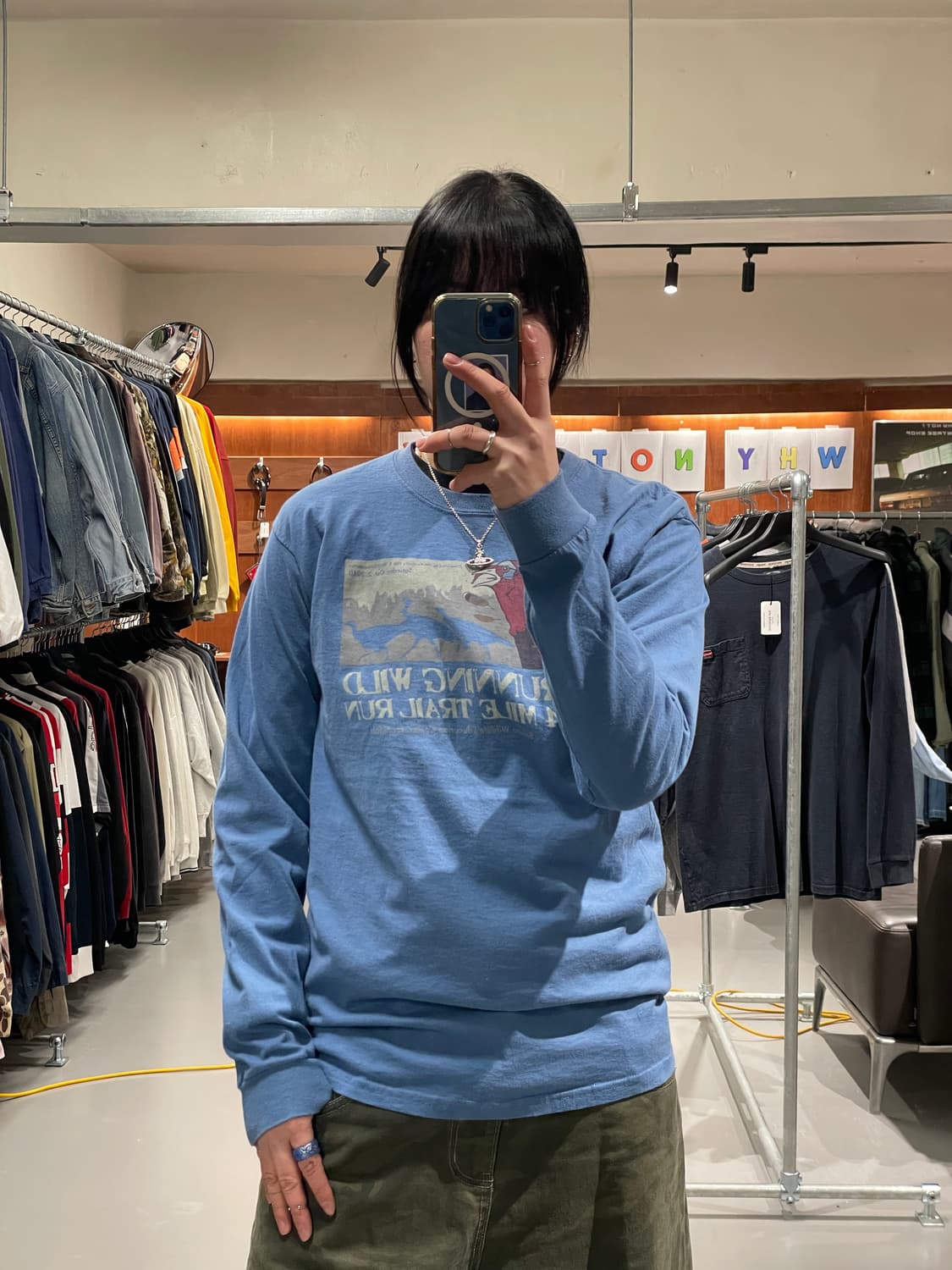 빈티지 롱슬리브 티셔츠(블루)   상품이미지1