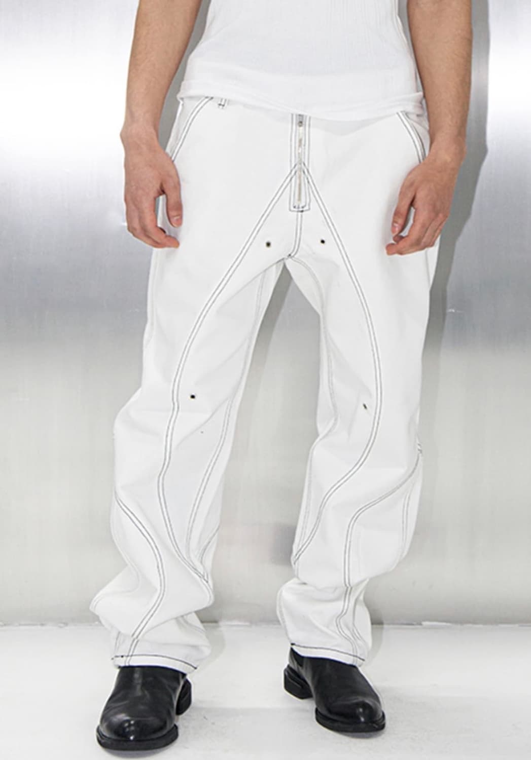 51퍼센트 화이트 스티치 팬츠 상품이미지1