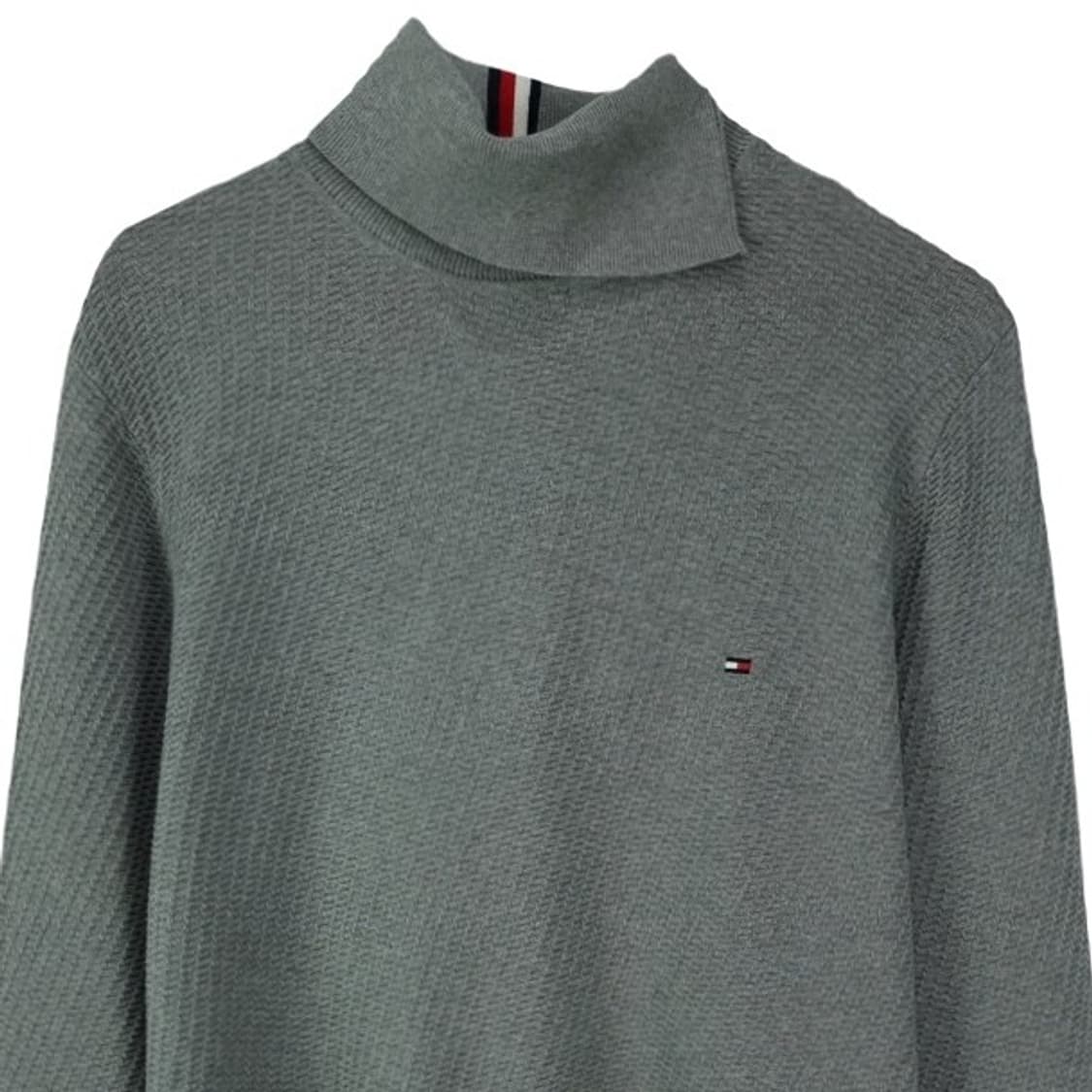 [타미힐피거] 로고 자수 언발란스 터틀넥 목폴라 니트 그레이 M19304 상품이미지4
