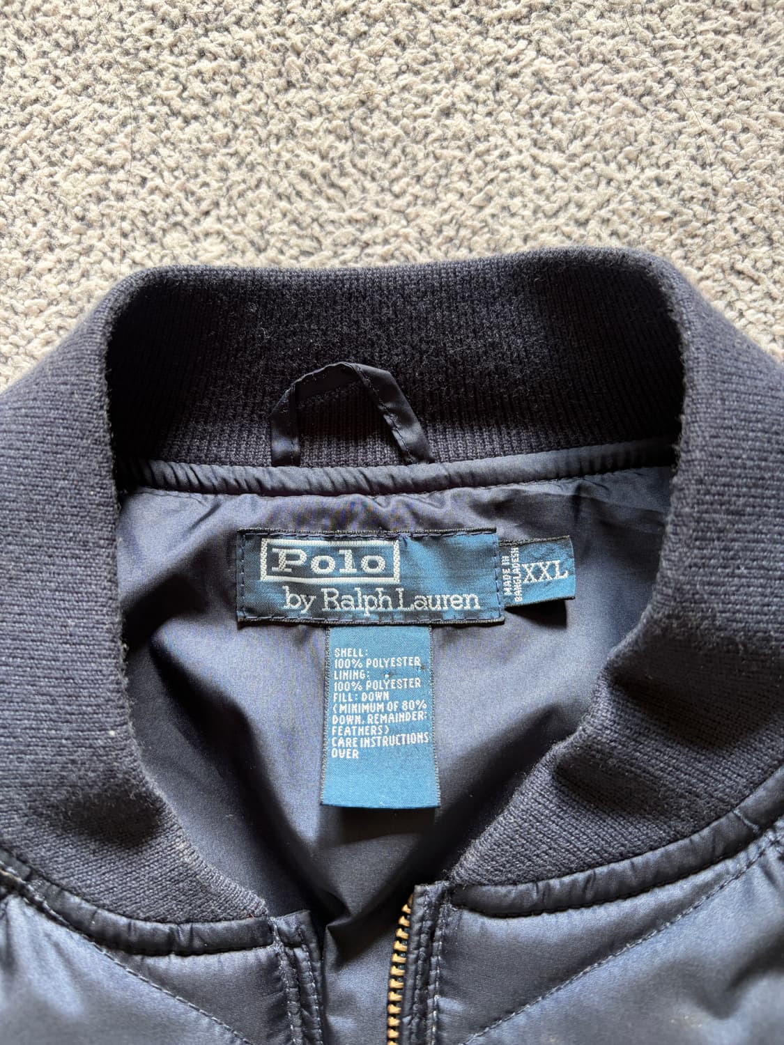 90s 폴로 랄프로렌 퀼팅 봄버 네이비 xxl 상품이미지2