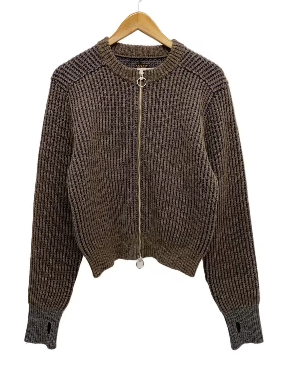 KAPITAL 5G 울 립 니트 집업 숏 가디건 상품이미지1