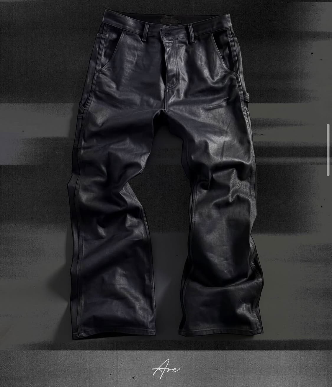 아르반 로투스 새깅 플레어 팬츠 코팅 블랙 상품이미지1