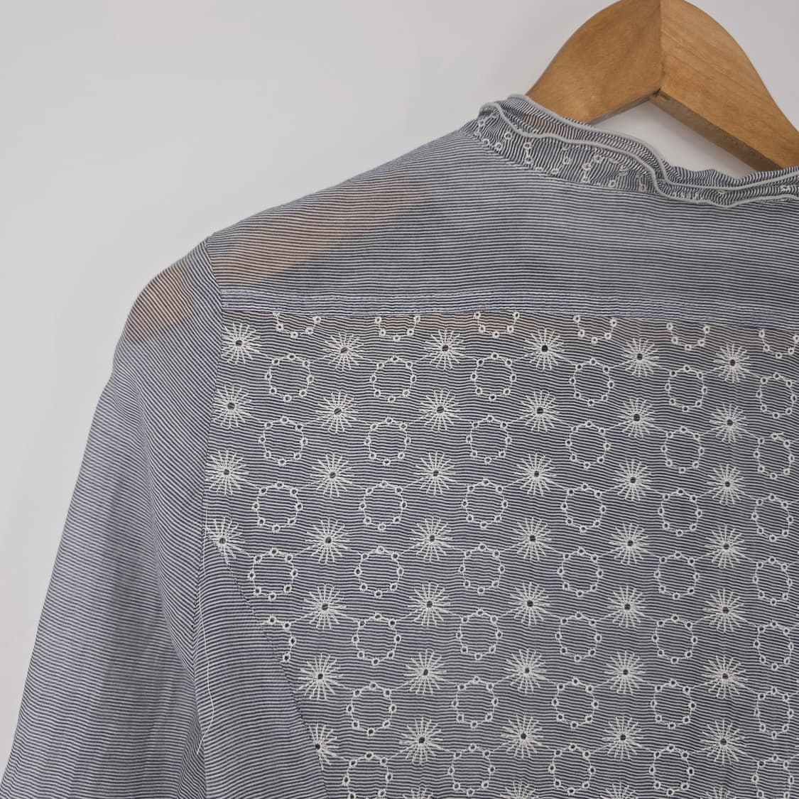 일본 빈티지 자수 블라우스 스트라이프 7부 상품이미지9