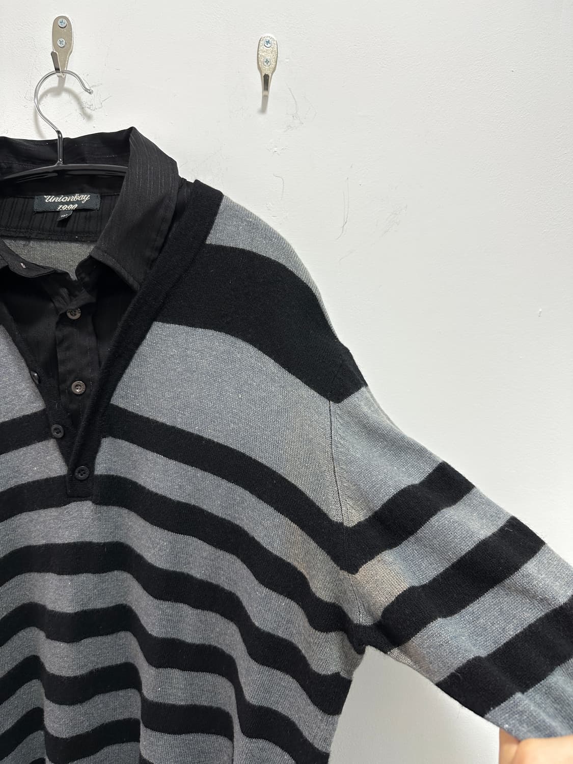 Vintage fake shirts layered knit 상품이미지5