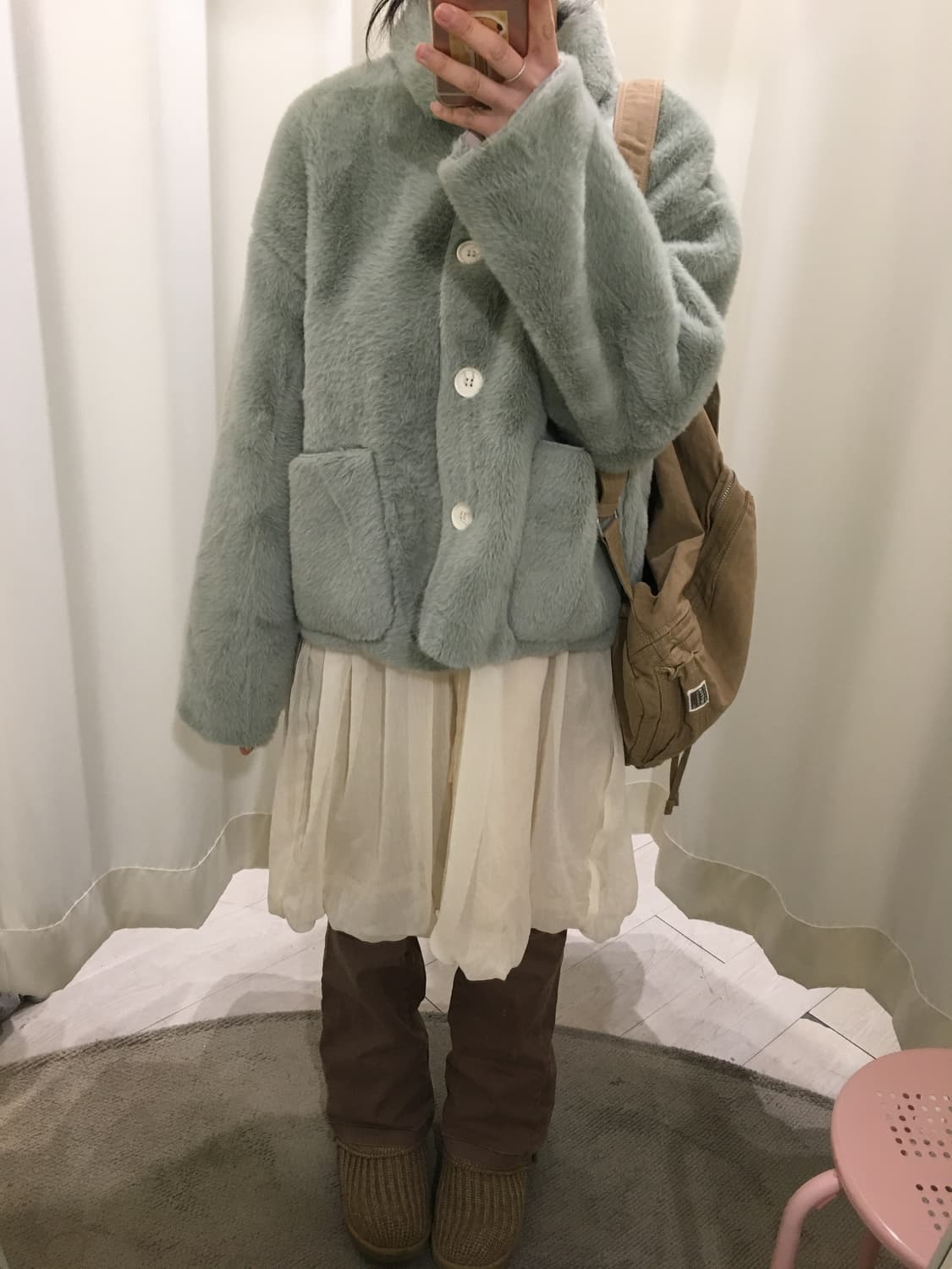 Powder Mint Fur Coat 상품이미지4