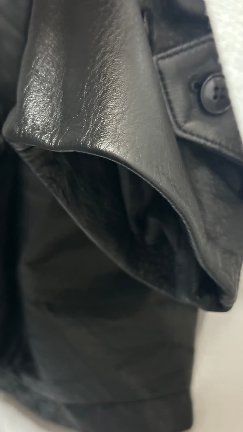 이얼즈어고 워시드 레더 하프 코트 블랙 2 상품이미지6