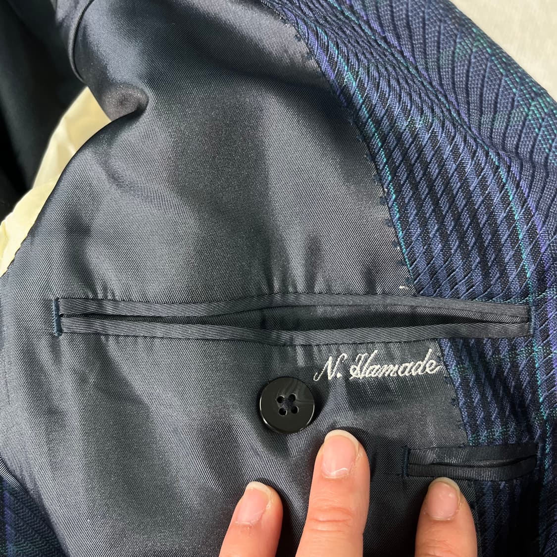 100 버버리 일본판 90s 빈티지 체크 모헤어 블레이져 자켓  상품이미지3