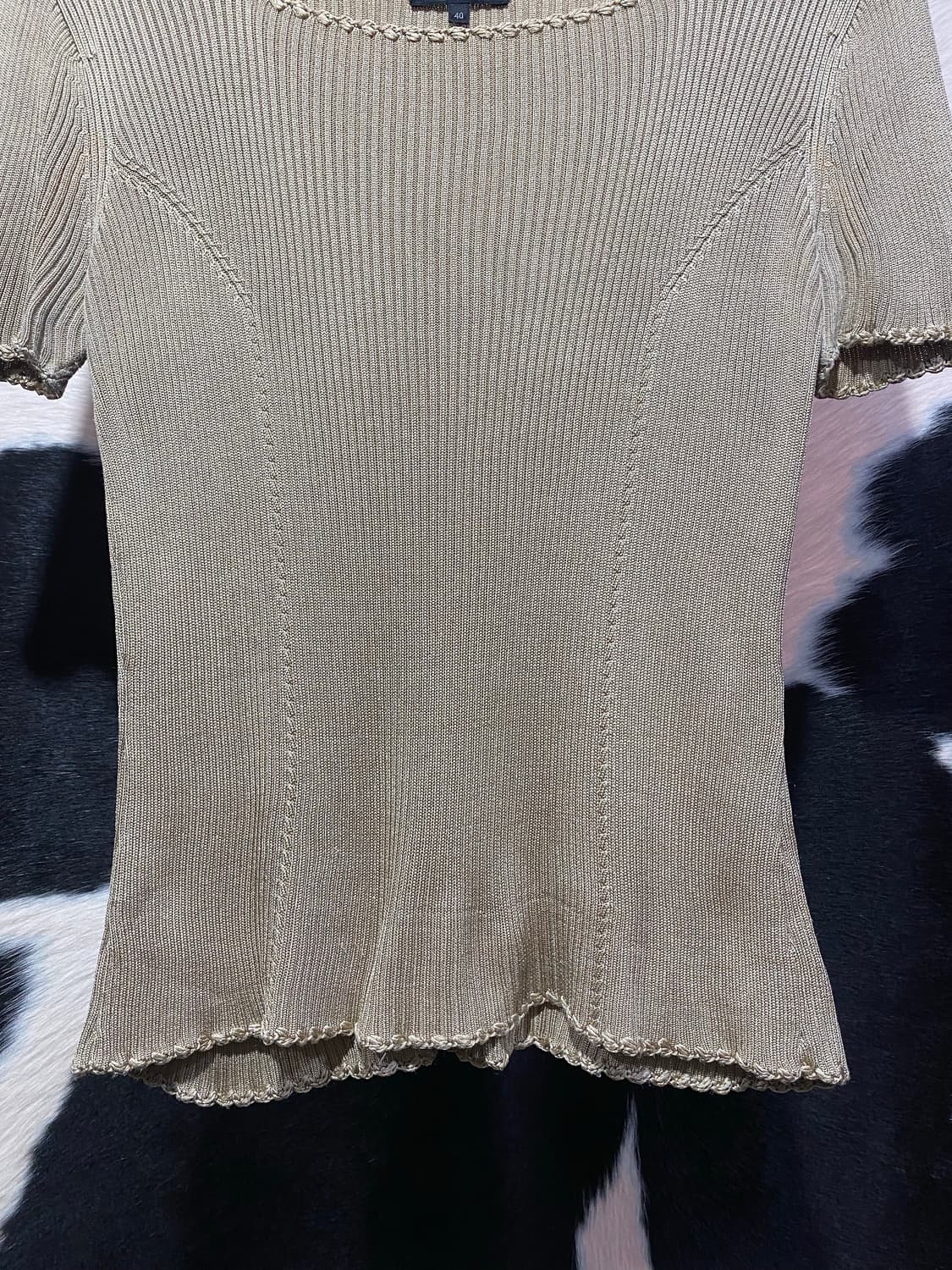 Lanvin 베이지 슬림핏 골지 반팔 니트 상품이미지3