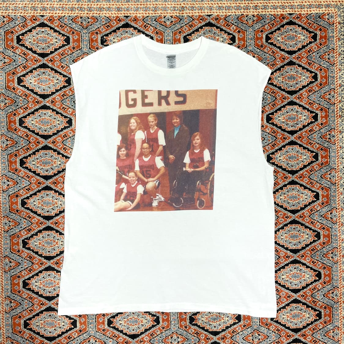 길단 빈티지 프린팅 화이트 나시티셔츠 남성XL 상품이미지1