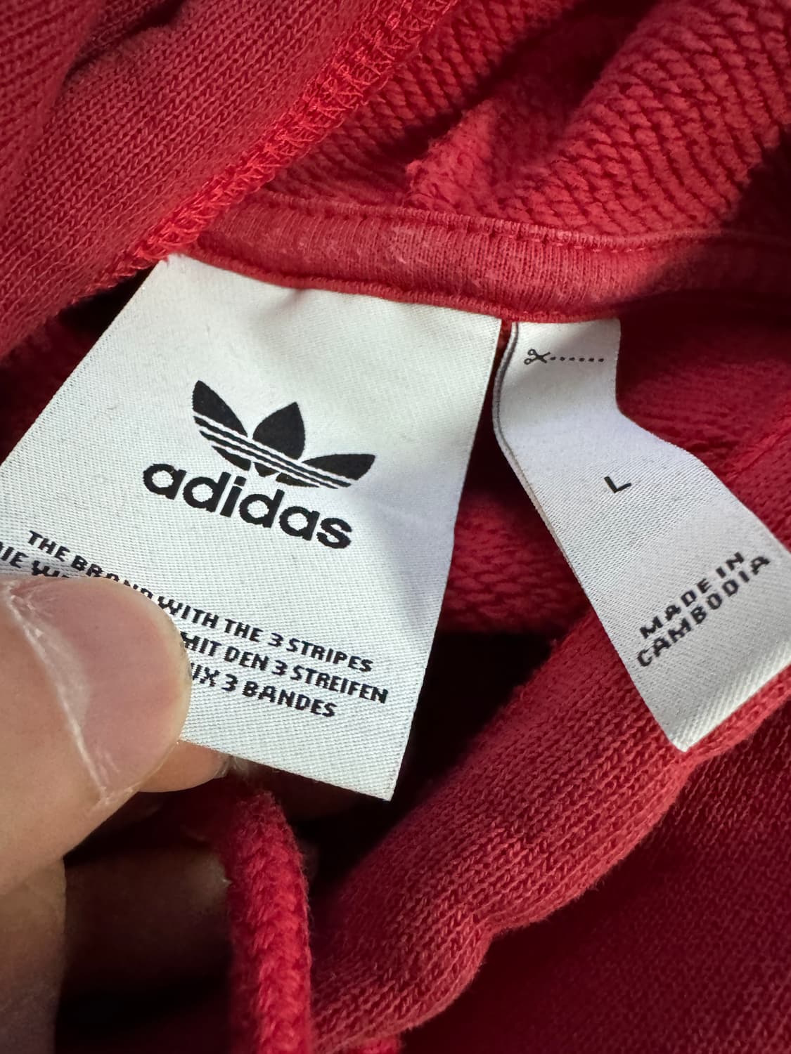 아디다스 트레포일 빅 로고 스웻 레드 후드티 L 상품이미지3