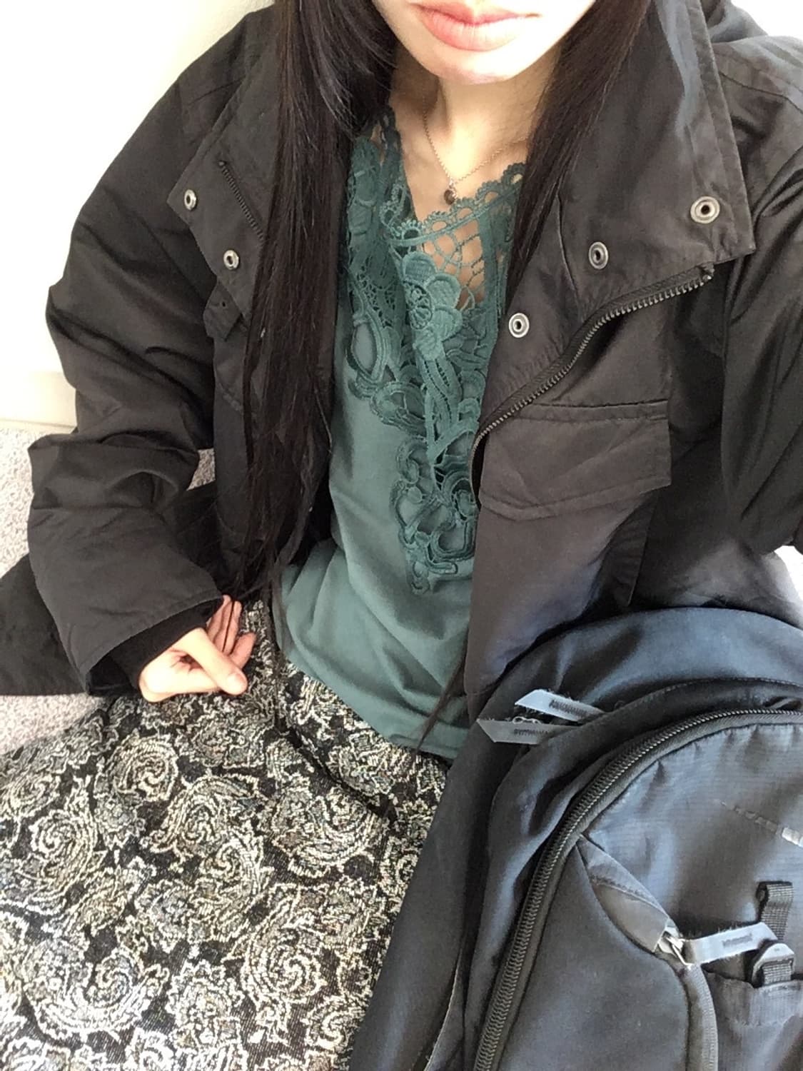 vintage lace sleeveless top deep green 상품이미지5