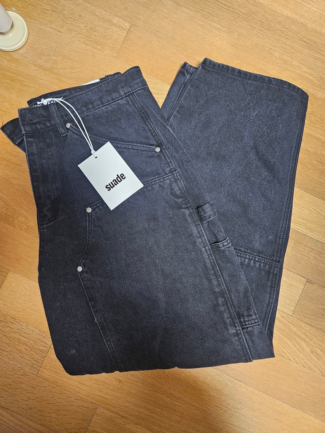 스웨이드 커브드 더블니 팬츠 블랙 L 상품이미지3