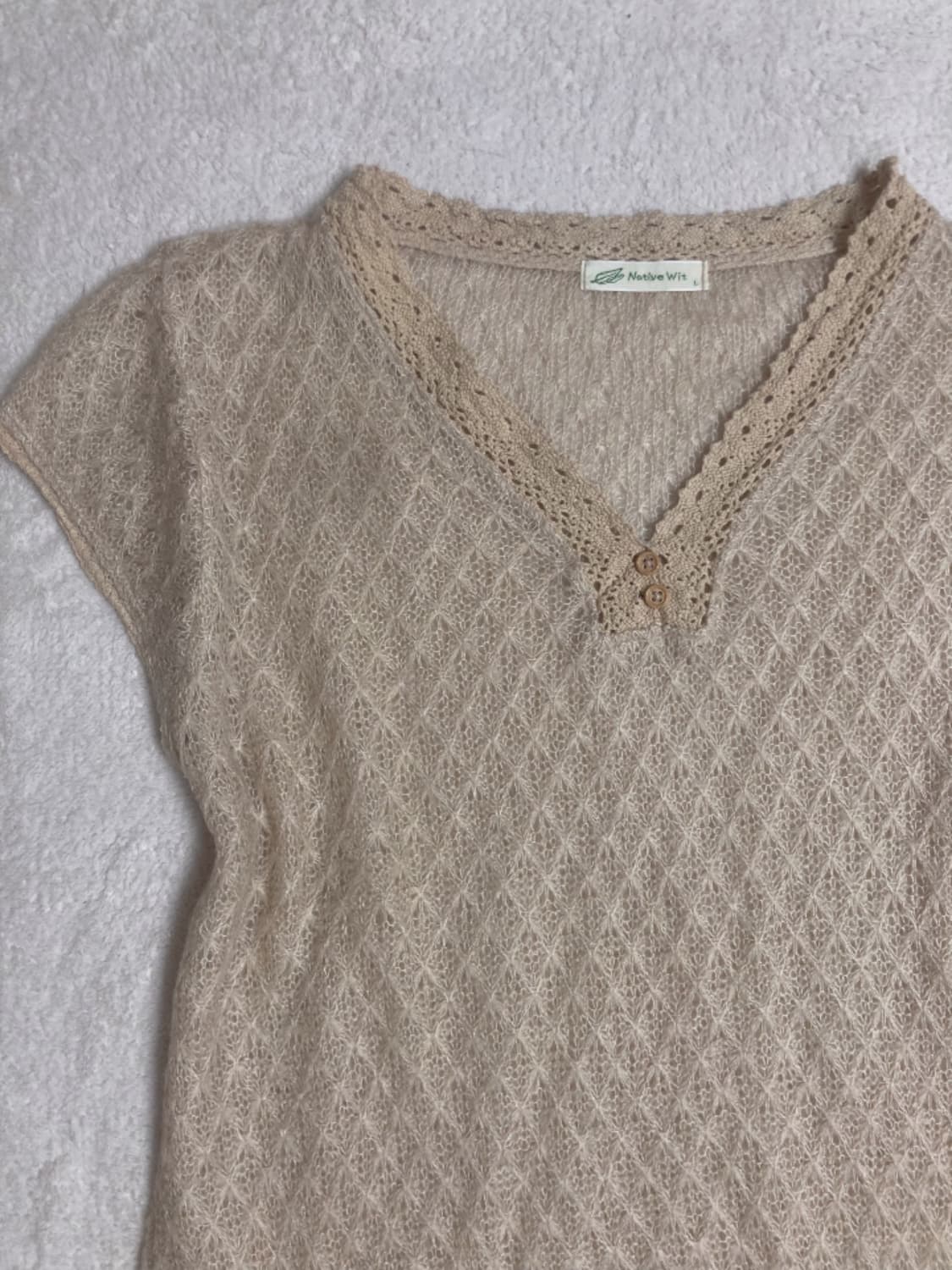 오트밀 반팔 니트 상품이미지2