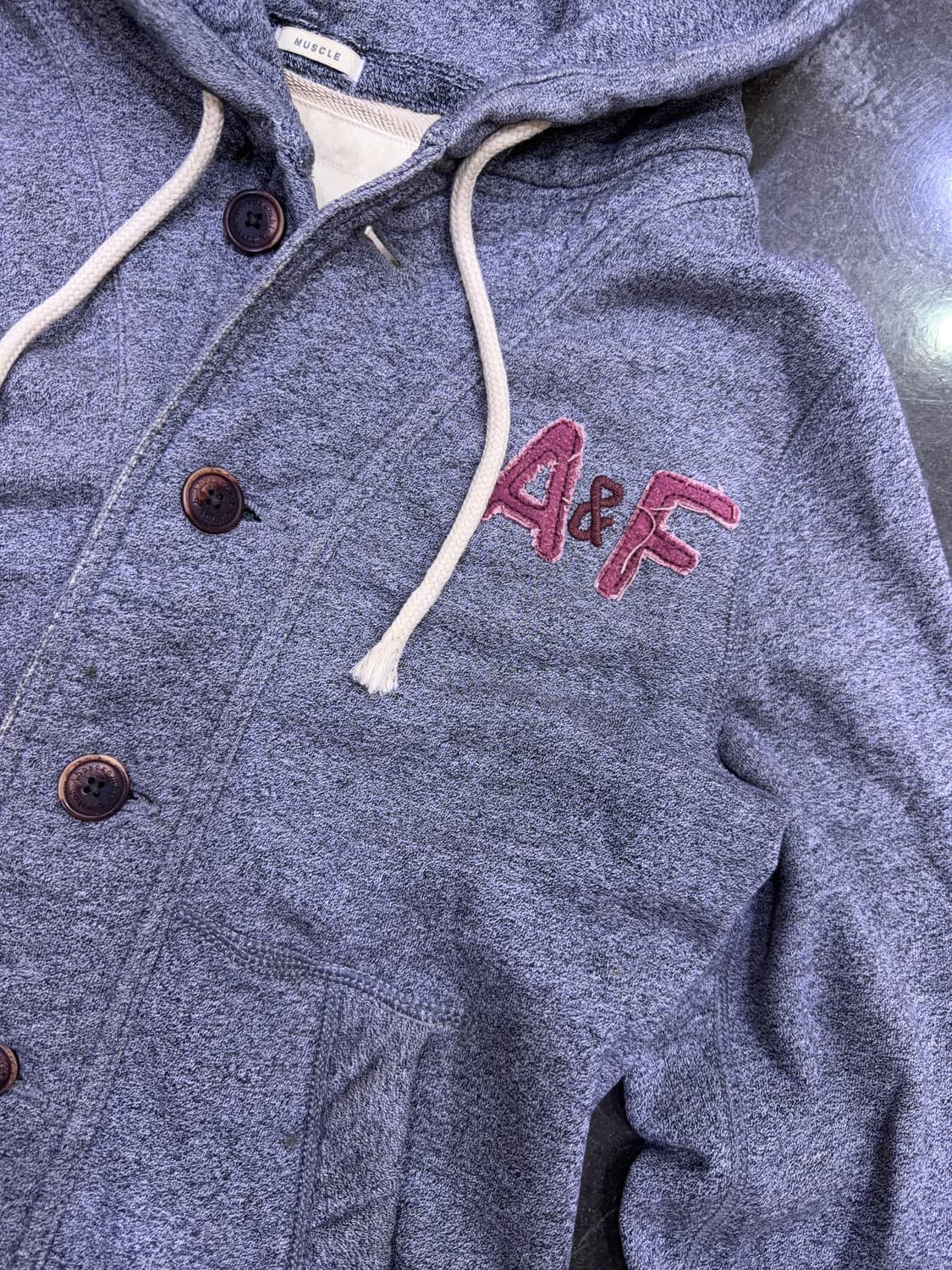 아베크롬비 버튼업 후드 머슬핏 자켓 그레이 M 상품이미지4