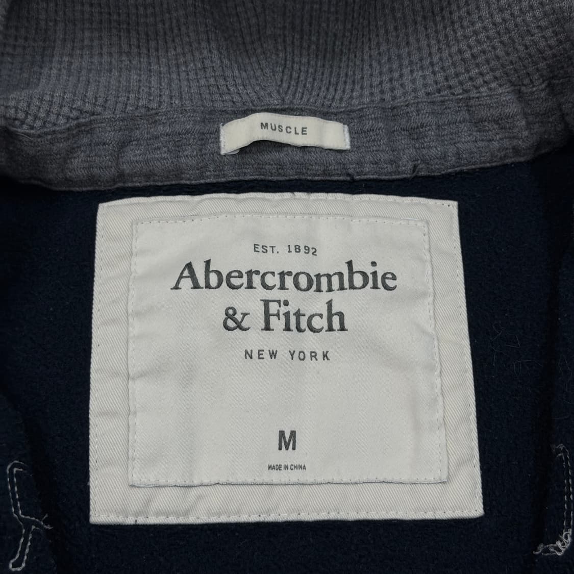 아베크롬비 양홍원 스펠로고 네이비 기모 후드집업 자켓 M 상품이미지5