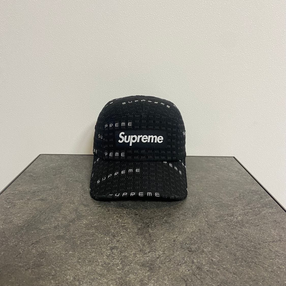(OS) 슈프림 박스로고 캠프캡 모자 스티치 자카드 블랙 상품이미지1
