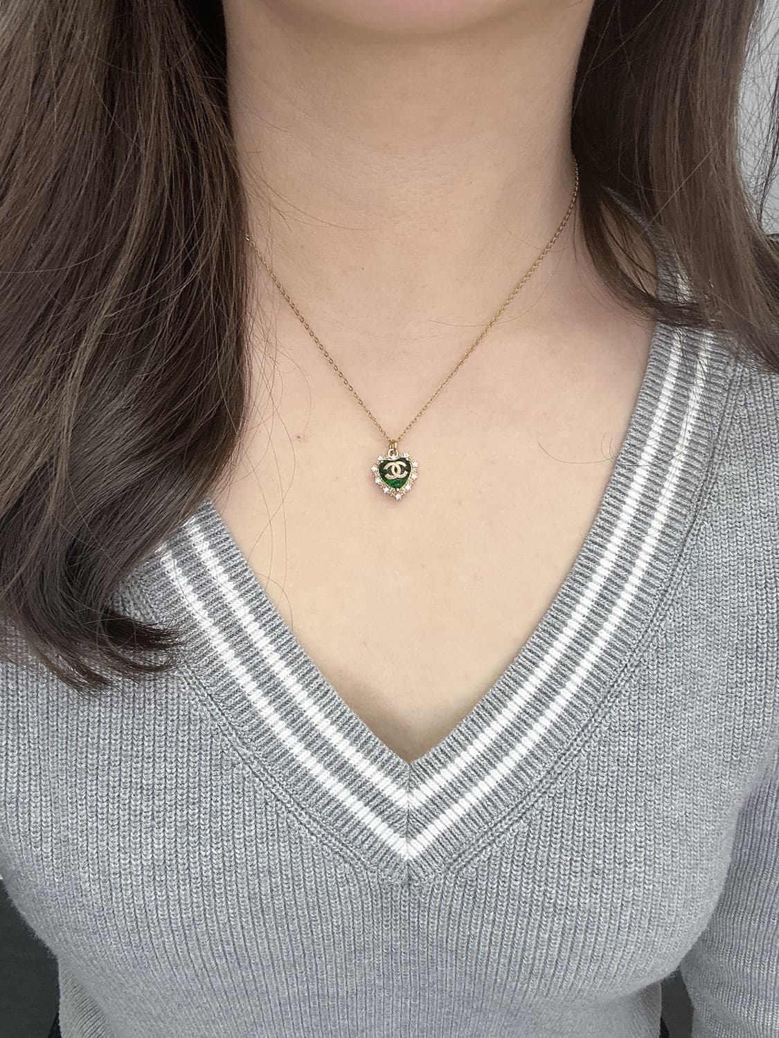 미니 하트 그린 큐빅 목걸이 상품이미지2