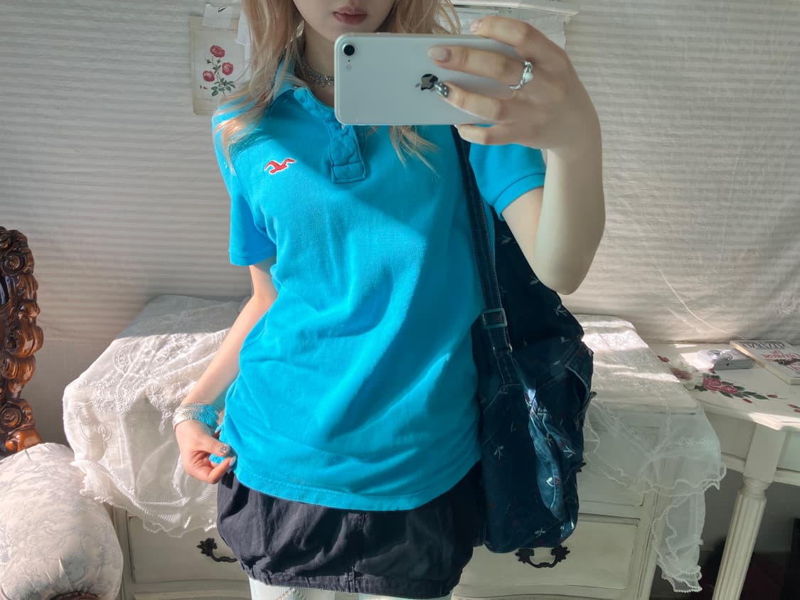 홀리스터  아쿠아 블루 하이틴 반팔 카라티 상품이미지2