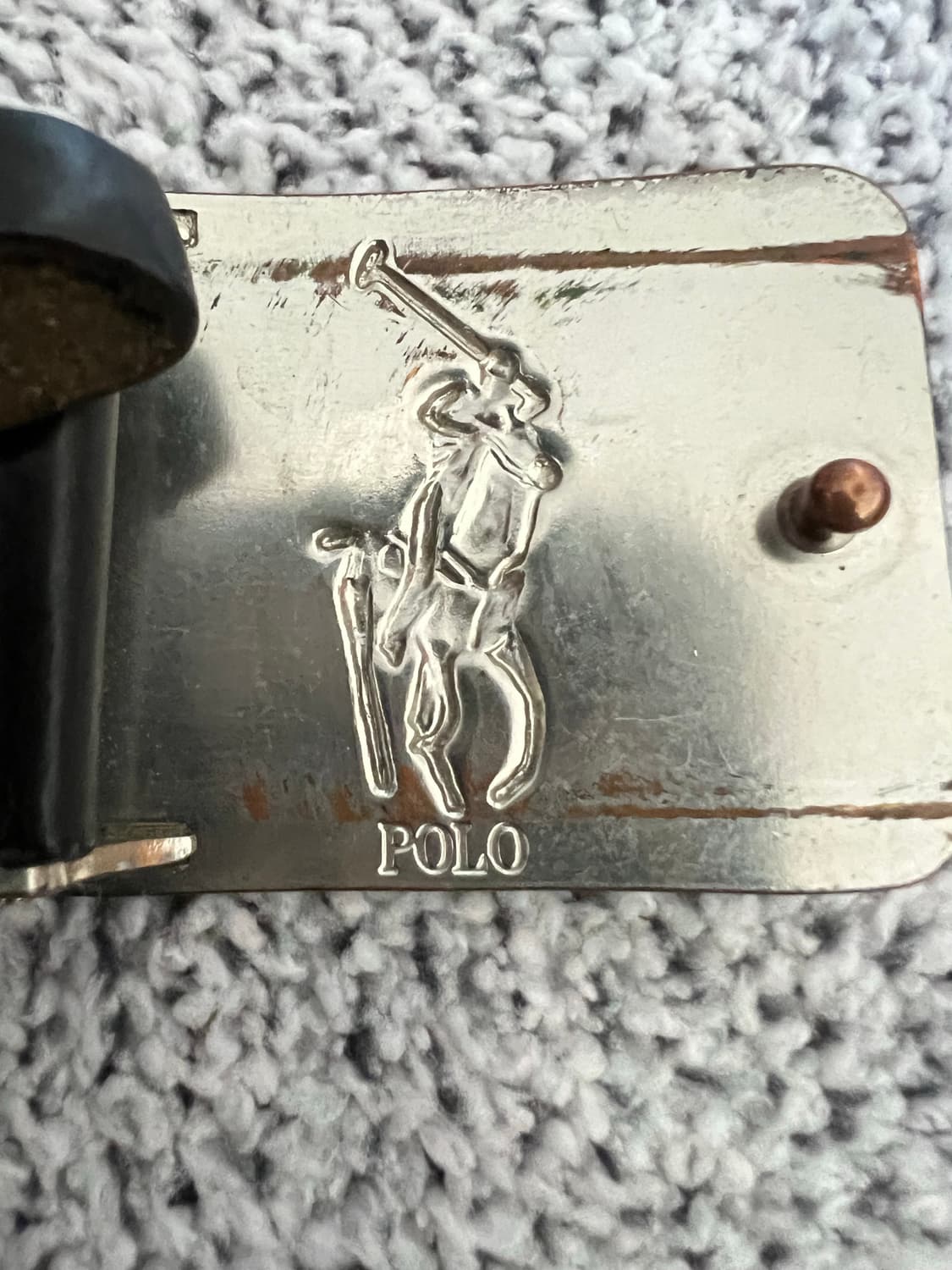 폴로 랄프 로렌 포니 로고 플라크 가죽 벨트 상품이미지3