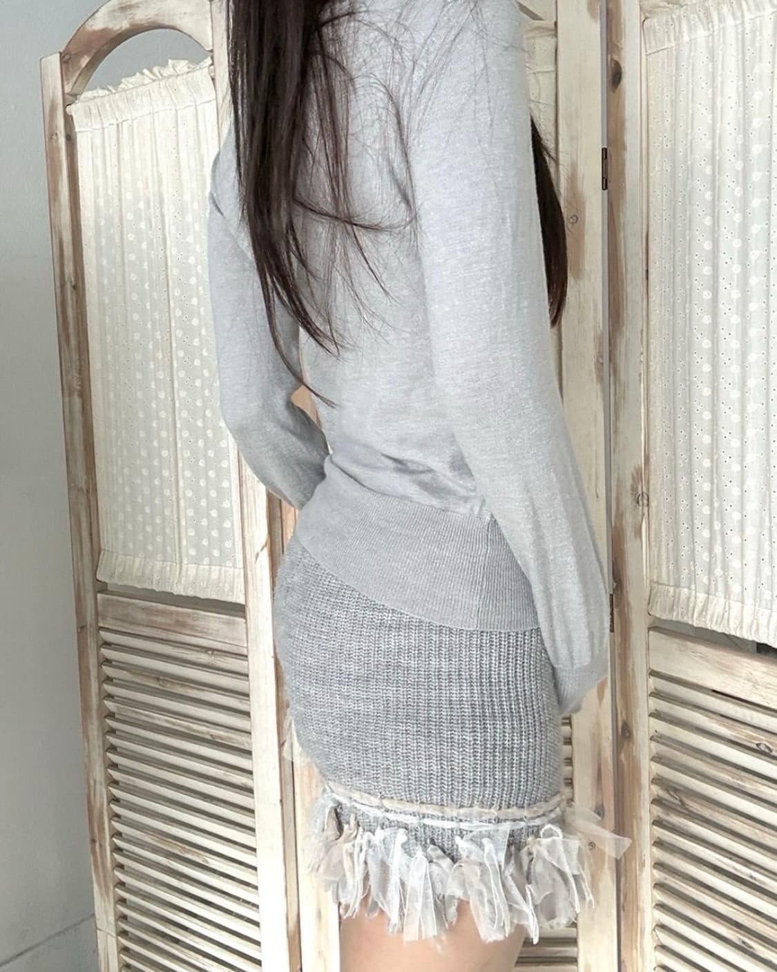 Light gray point knit top 상품이미지4