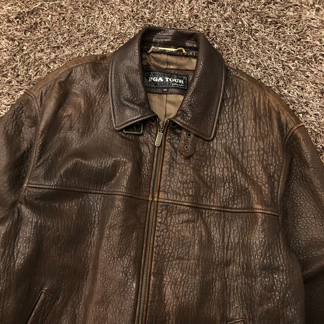 PGA투어 양가죽 브라운 레더 가죽 자켓 상품이미지2