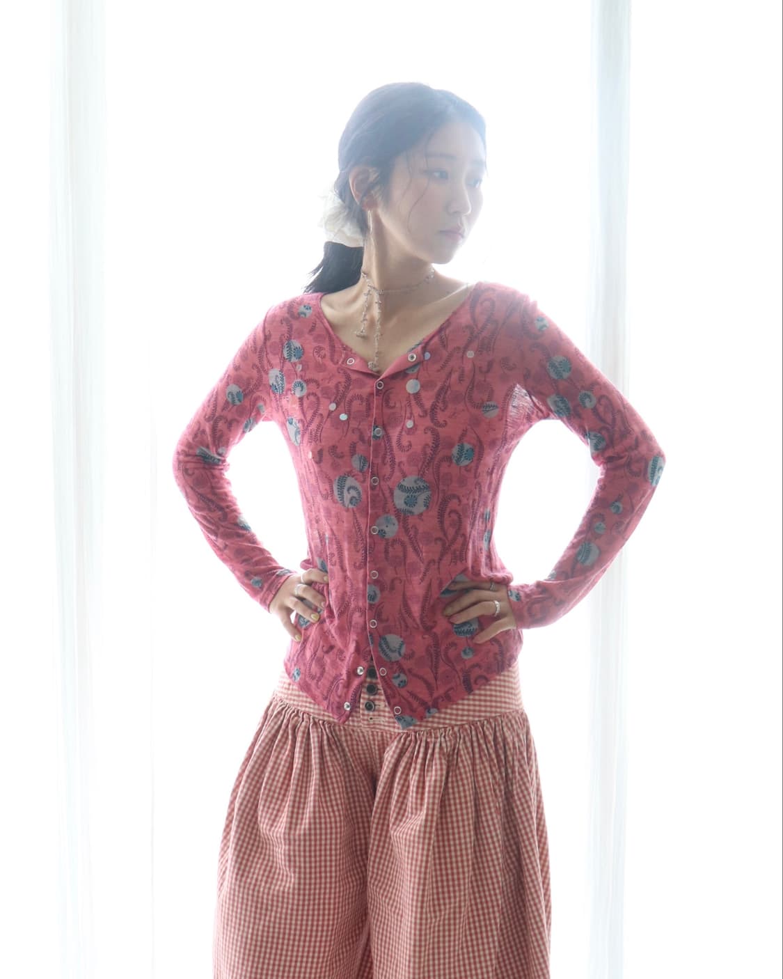 [Sunao Kuwahara] Pink Sequin Cardigan 상품이미지4