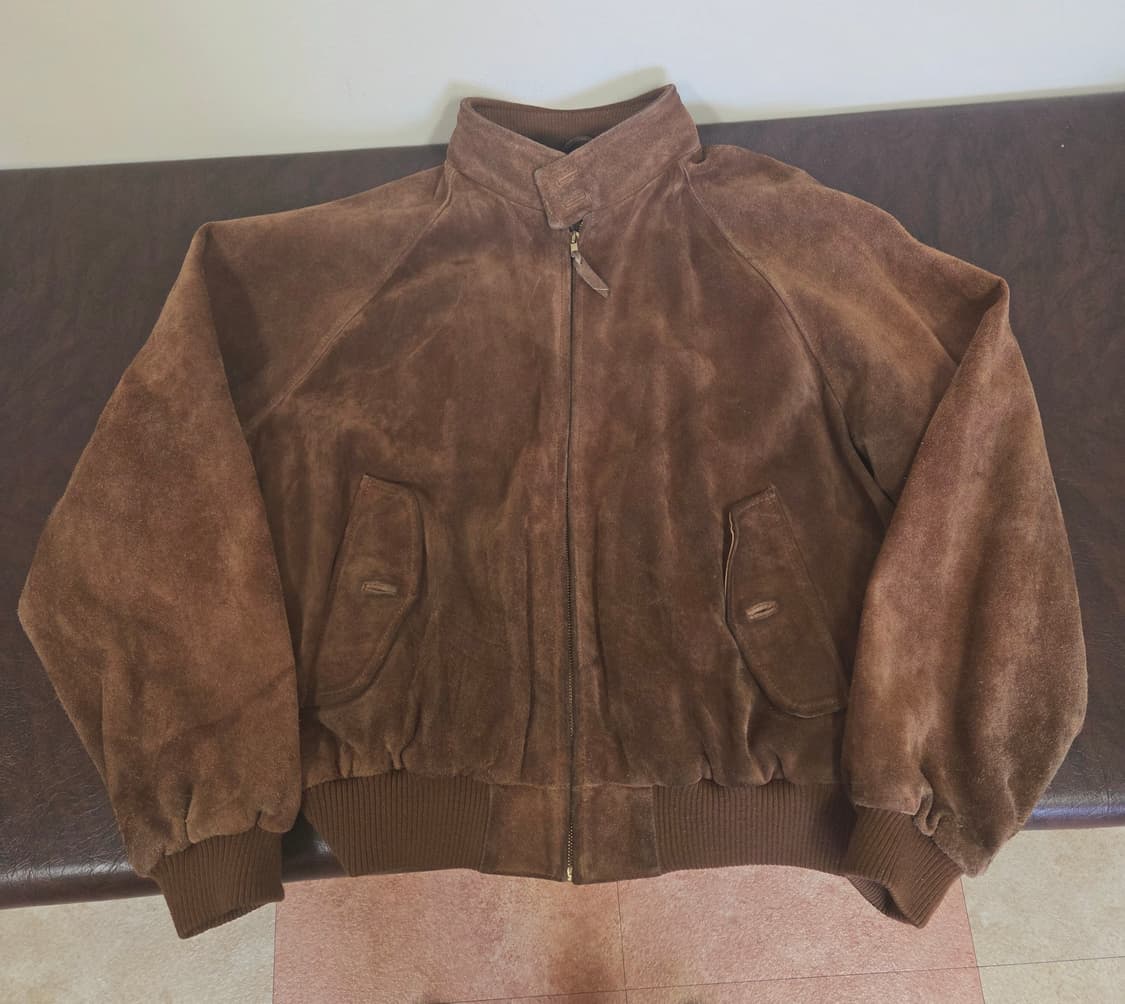 XL) 홍콩메이드 90s 폴로 스웨이드 해링턴 자켓 카멜색 팝니다 상품이미지2