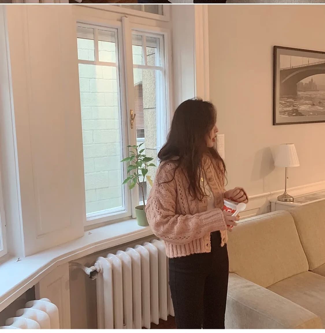 메이비베이비 디어리스트 빈티지 케이블 크롭 핑크 니트 가디건 F 상품이미지3