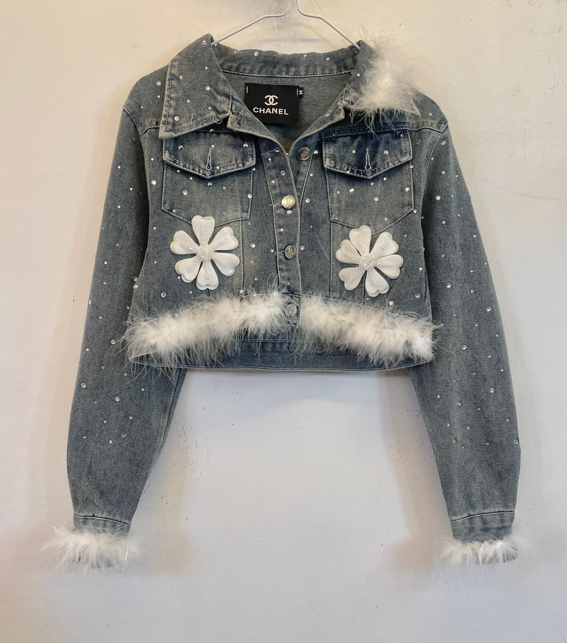 희귀템 플라워 큐빅 데님자켓 청자켓 숏자켓 크롭자켓 상품이미지2