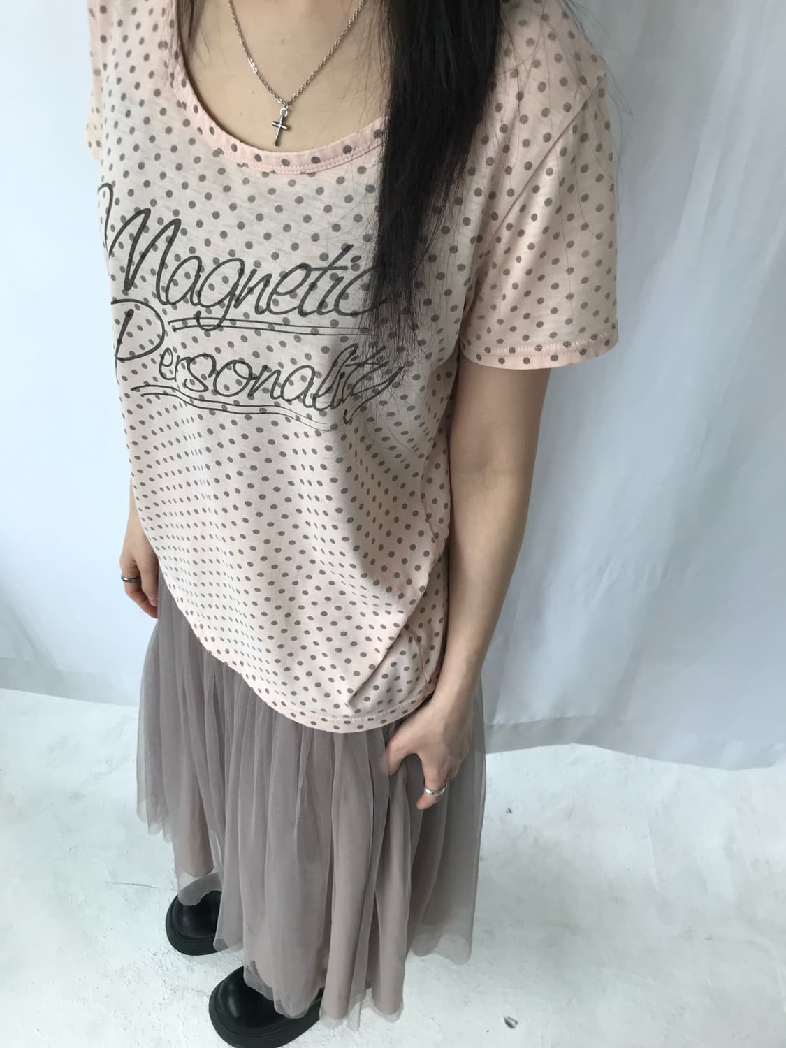 핑크 도트 티셔츠 상품이미지2
