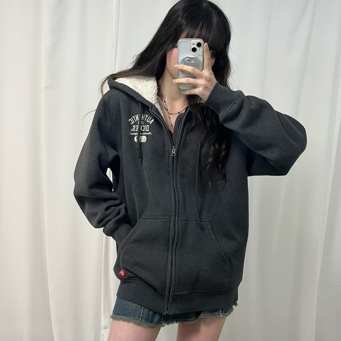Dickies charcoal fleece hood zip-up 상품이미지1