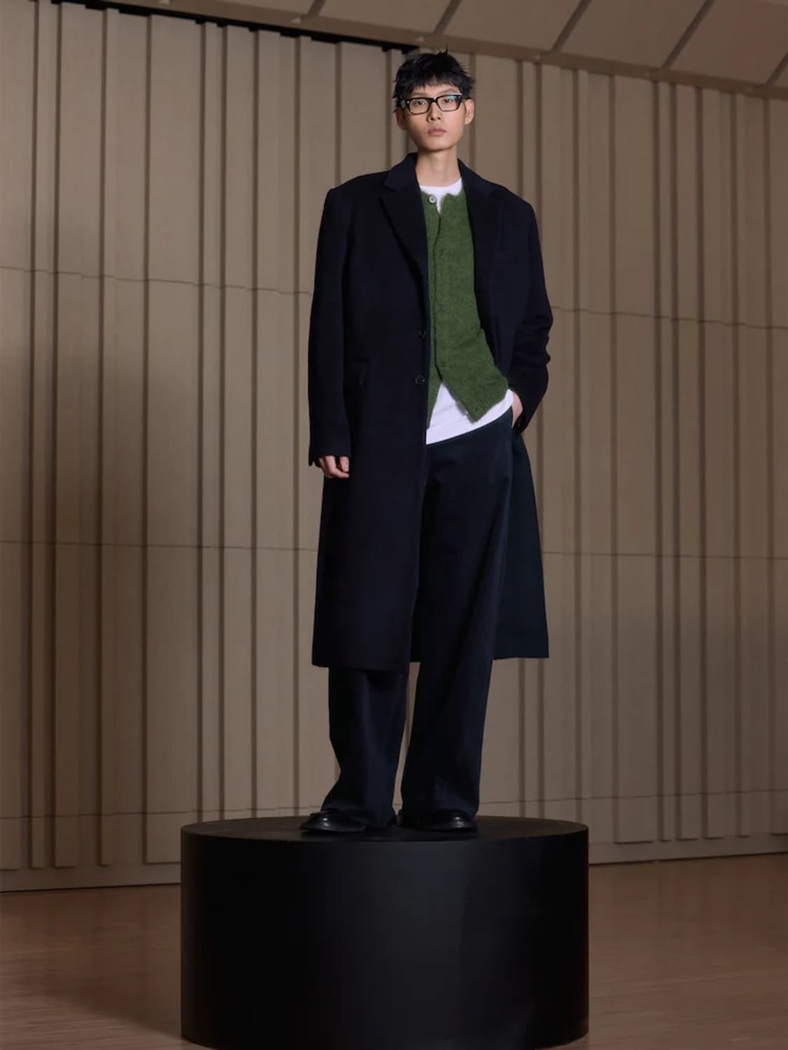 Stu 백버튼 알파카 싱글 코트 네이비 L사이즈 상품이미지1