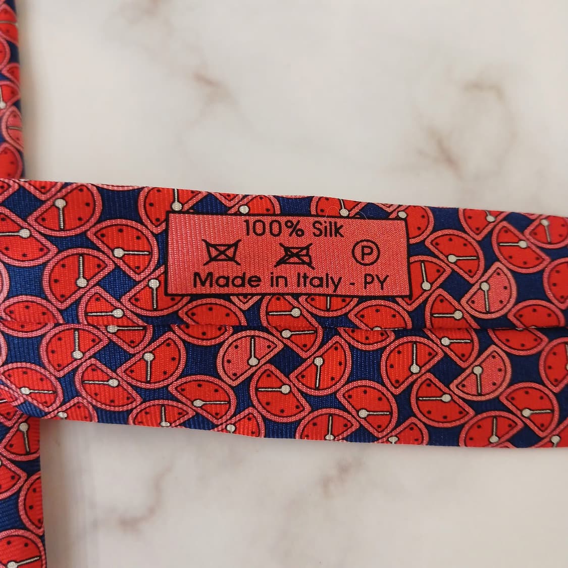 던힐 실크 레드&네이비 과일 시계 넥타이 9.6cm A+등급 A19034 상품이미지7