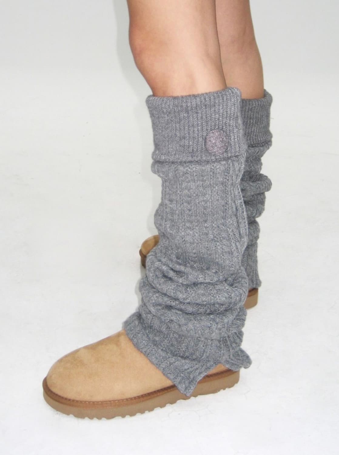 익스파이드걸 Cozy Button Leg Warmer Grey 상품이미지1