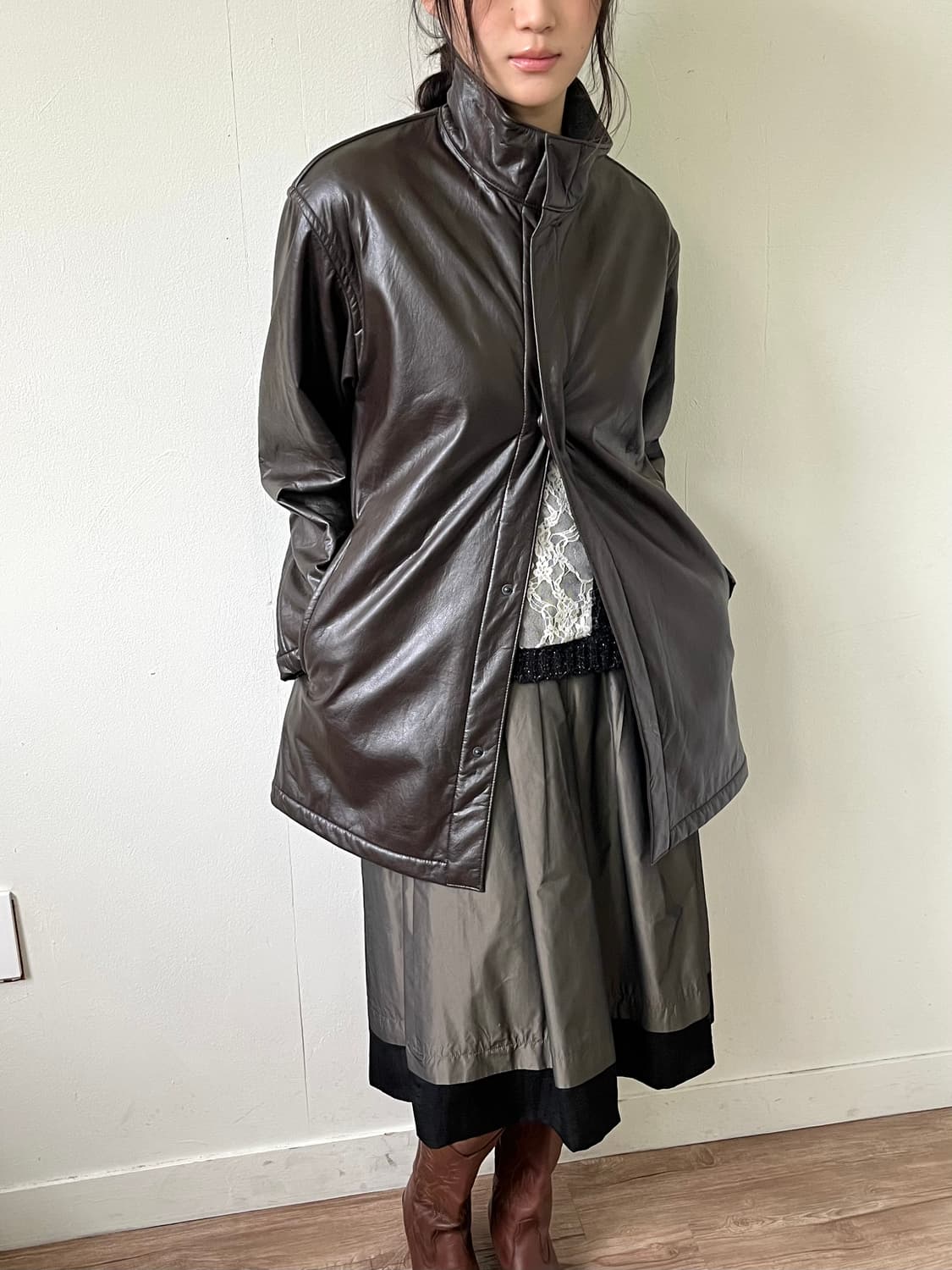 SIMPLE LIFE 브라운 아카이브 레더자켓 상품이미지5